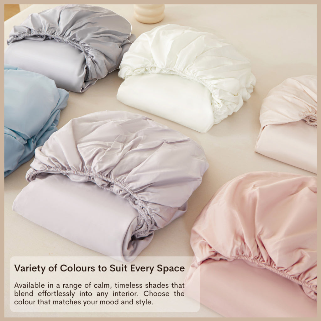 DORAMILL 50S 100% Tencel Lyocell Ultra Soft Fitted Bedsheet Pillow Case Bolster Case Quilt Cover 50S