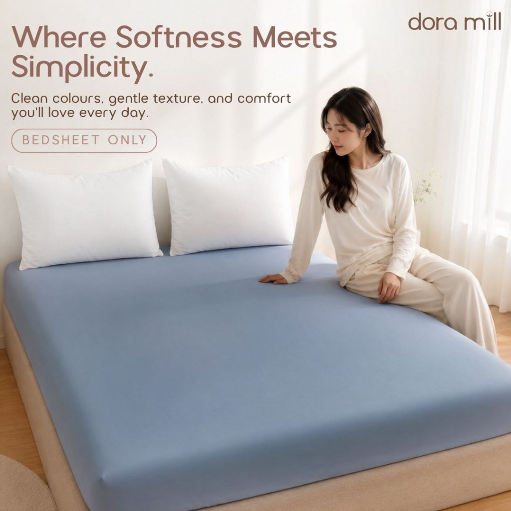 DORAMILL ComfyAir Plain Colour Fitted Bedsheet Only #BFP