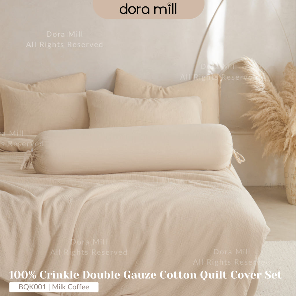 DORAMILL Crinkle Double Gauze Cotton Quilt Cover Bedsheet  #BQK