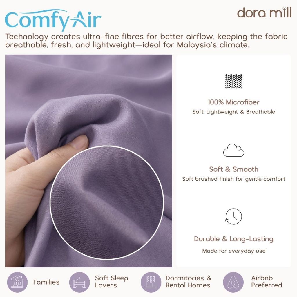 DORAMILL ComfyAir Plain Colour Bolster Case #ABD