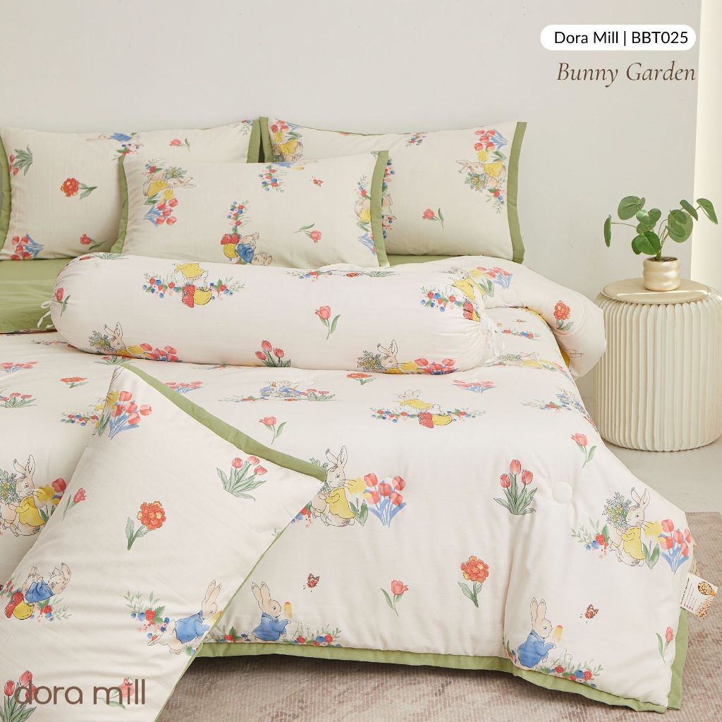 DORAMILL Premium AirWeave Washed Cotton Linen Feel  3in1Single/5in1 Queen King Comforter Bedsheet Set SoyBean Fiber #BBT