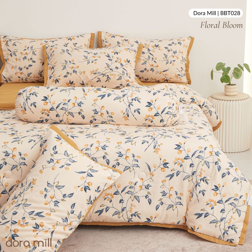 DORAMILL Premium AirWeave Washed Cotton Linen Feel  3in1Single/5in1 Queen King Comforter Bedsheet Set SoyBean Fiber #BBT