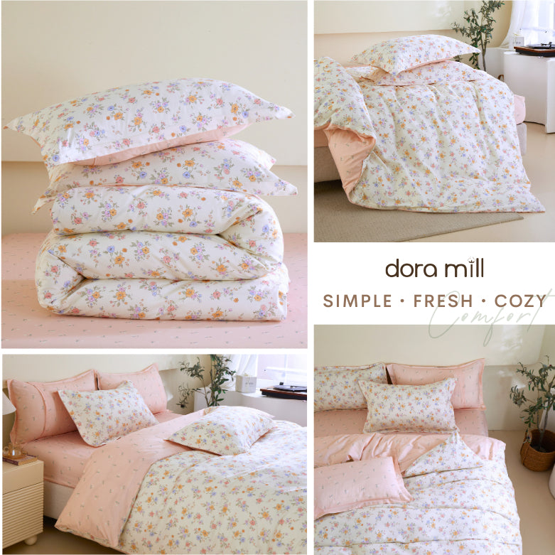 DORAMILL 2500TC 100% Cotton 4in1 Quilt Cover Set Queen King Size Pillow Case Cadar Fitted Bedsheet Set #BAR