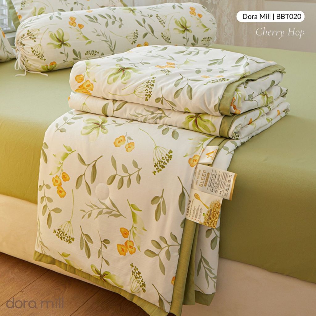 DORAMILL Premium AirWeave Washed Cotton Linen Feel  3in1Single/5in1 Queen King Comforter Bedsheet Set SoyBean Fiber #BBT