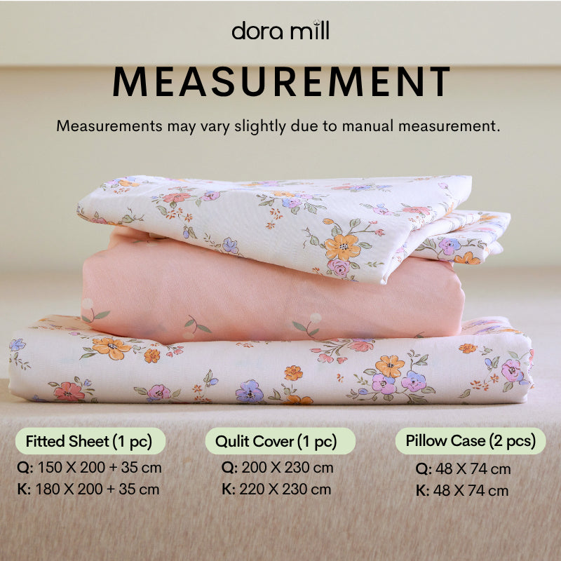 DORAMILL 2500TC 100% Cotton 4in1 Quilt Cover Set Queen King Size Pillow Case Cadar Fitted Bedsheet Set #BAR