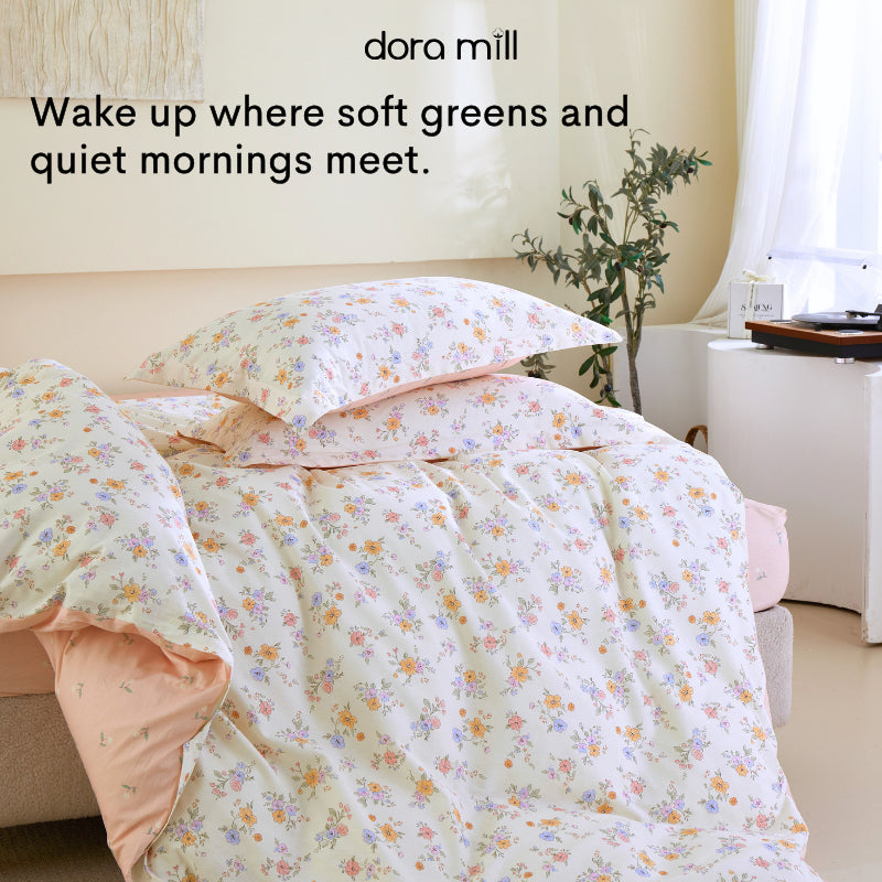 DORAMILL 2500TC 100% Cotton 4in1 Quilt Cover Set Queen King Size Pillow Case Cadar Fitted Bedsheet Set #BAR