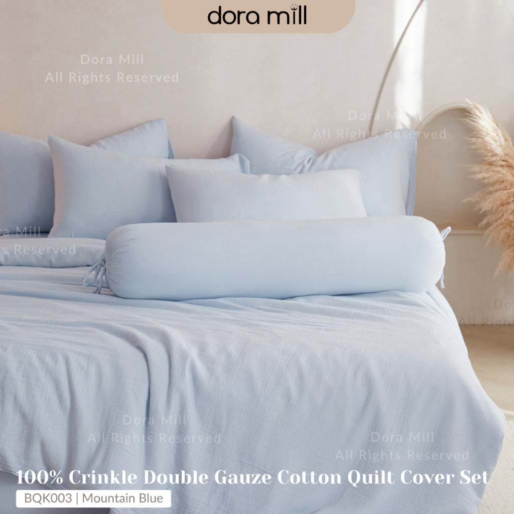 DORAMILL Crinkle Double Gauze Cotton Quilt Cover Bedsheet  #BQK