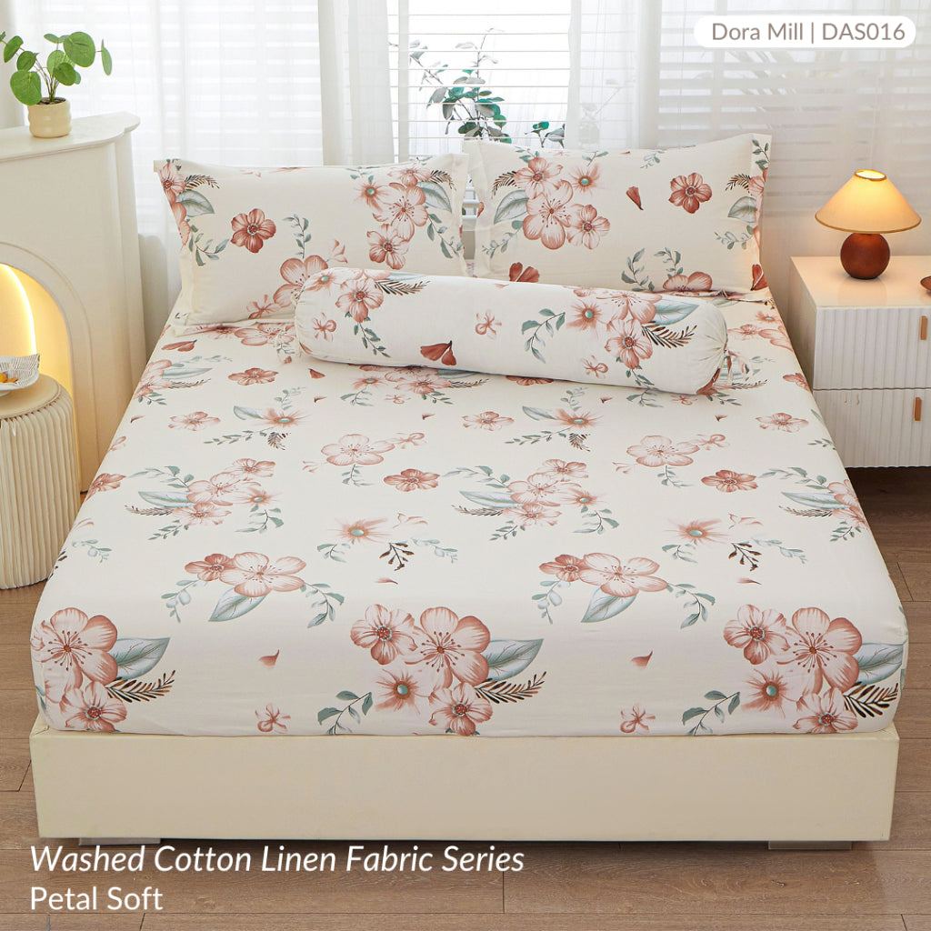 DORAMILL Wash Cotton Linen Ins Style Fitted Bedsheet #DAS