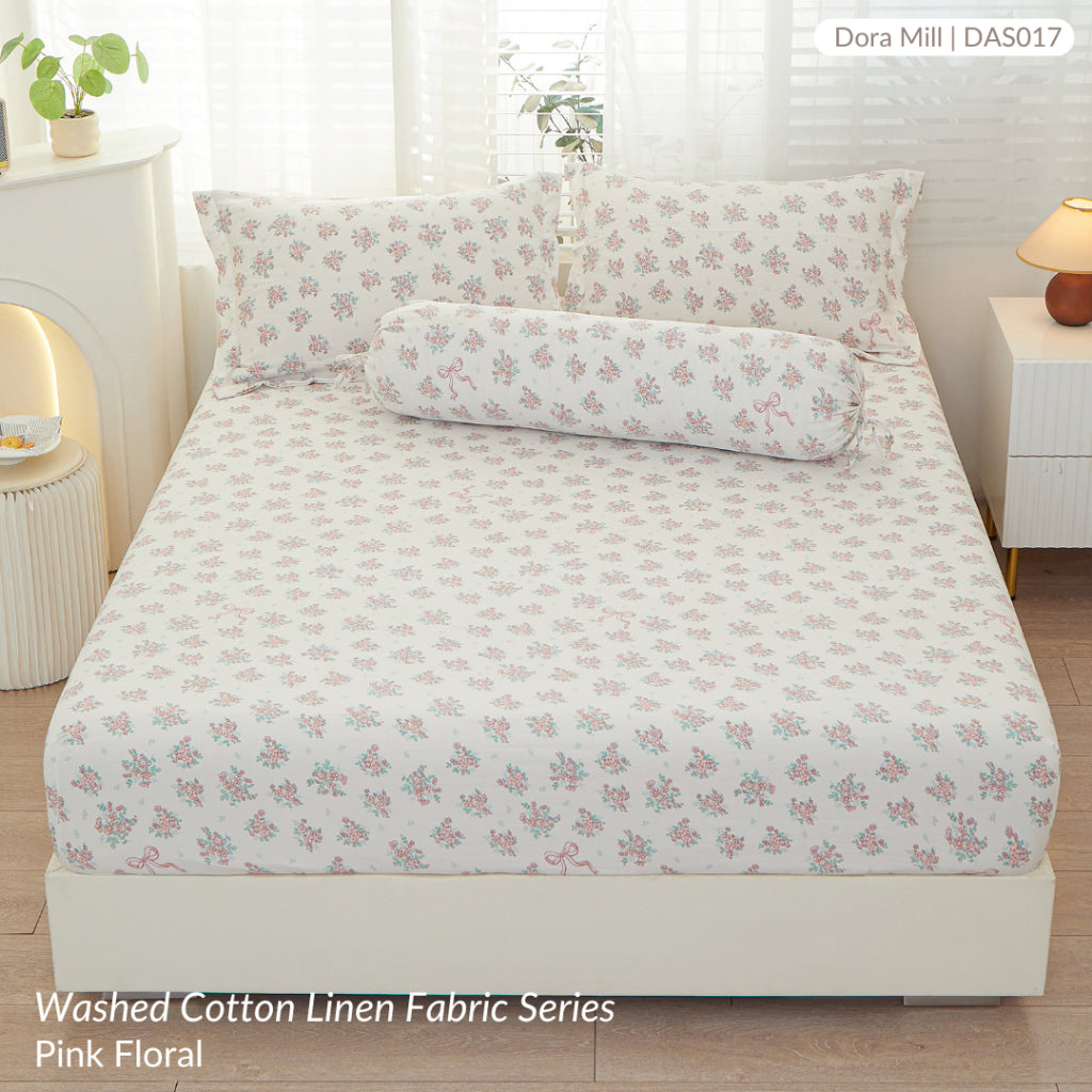 DORAMILL Wash Cotton Linen Ins Style Fitted Bedsheet #DAS