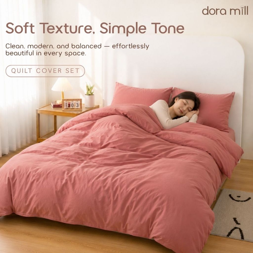 DORAMILL ComfyAir Plain Colour Duvet Cover Comforter Fitted Bedsheet Set #BDP