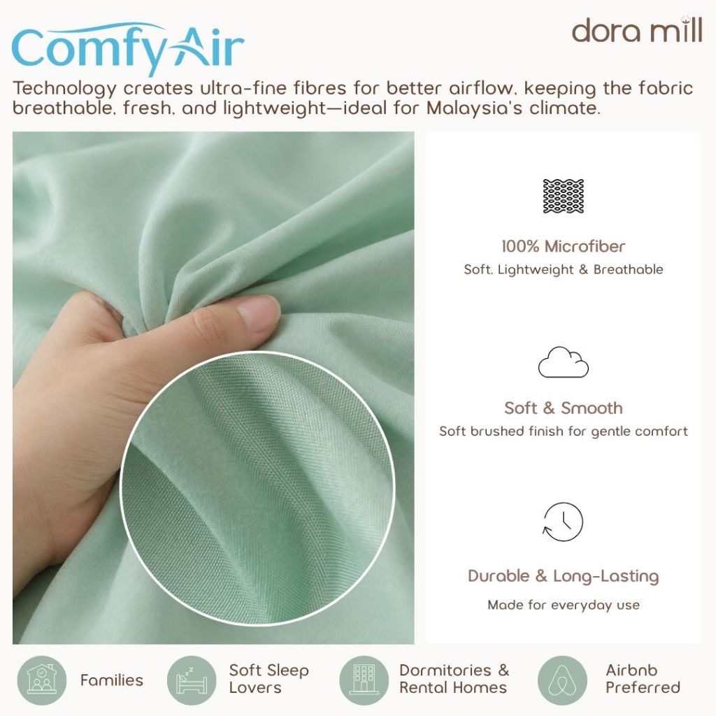DORAMILL ComfyAir Plain Colour Pillow Case #ACD