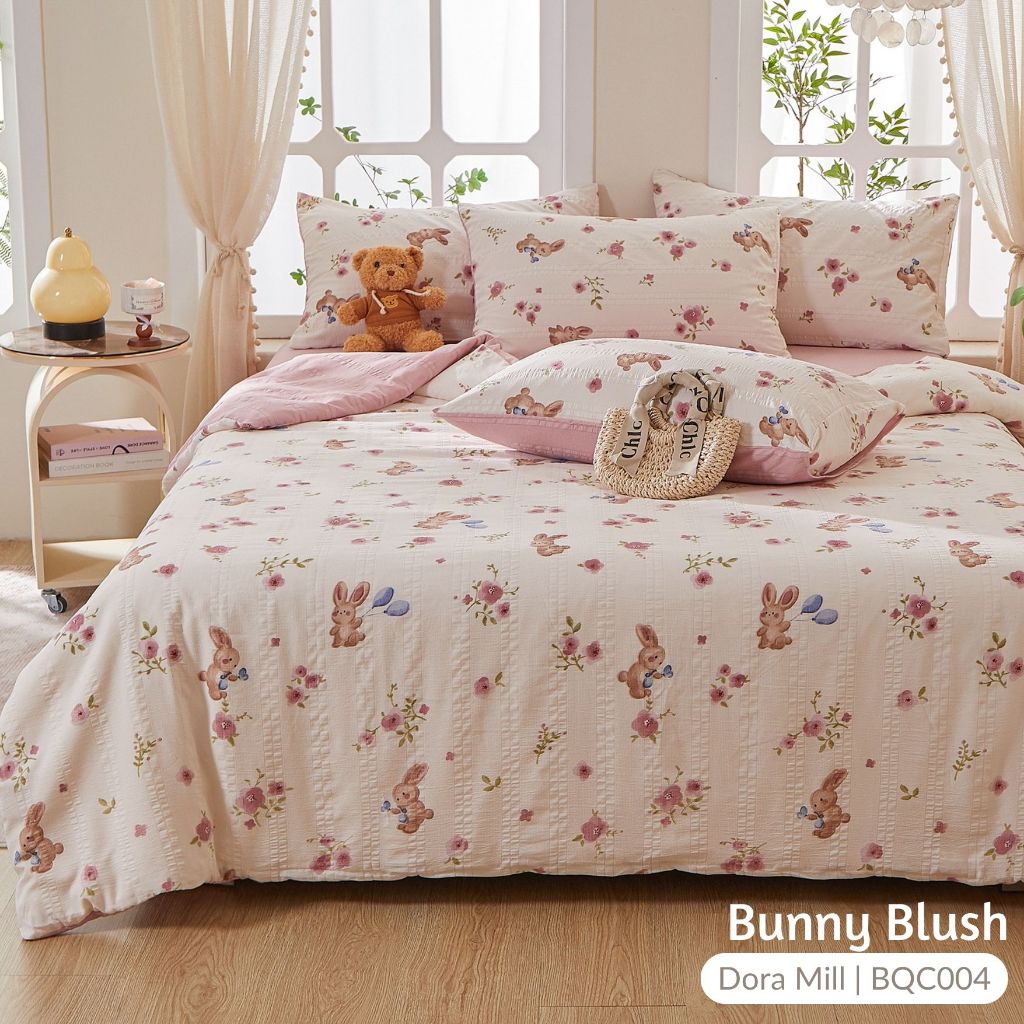 DORAMILL Cloud Cotton Quilt Cover Fitted Bedsheet Set #BQC