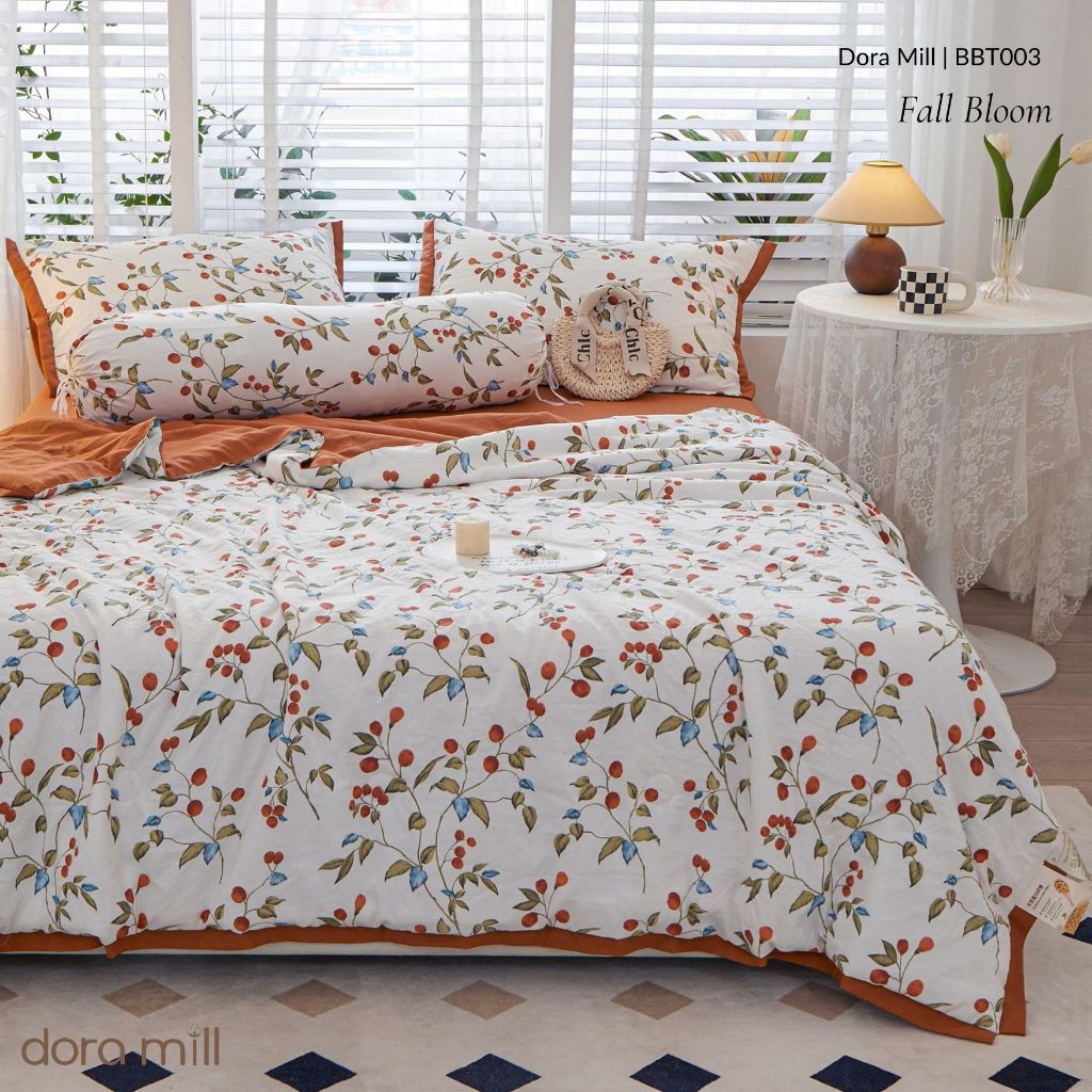 DORAMILL Premium AirWeave Washed Cotton Linen Feel  3in1Single/5in1 Queen King Comforter Bedsheet Set SoyBean Fiber #BBT