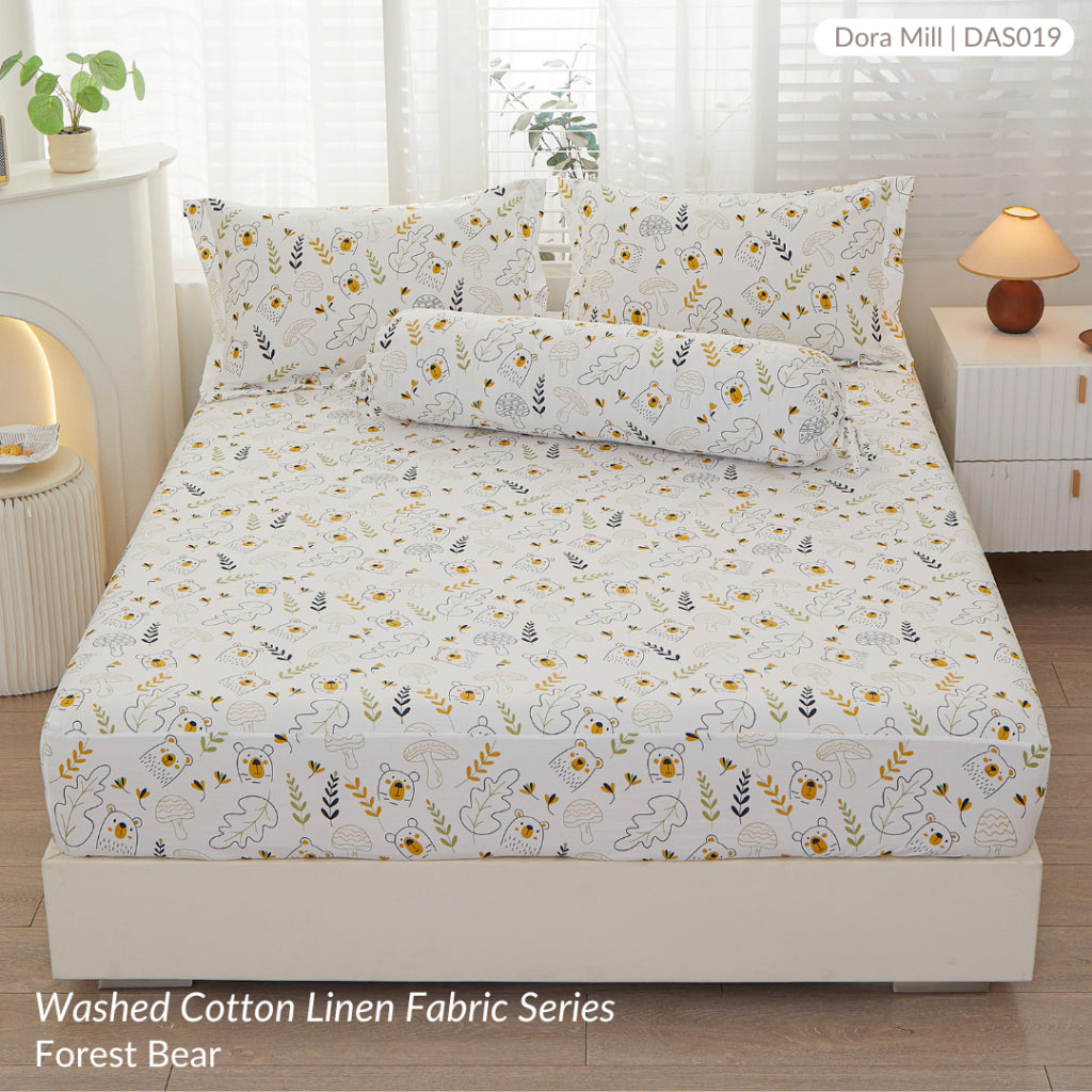 DORAMILL Wash Cotton Linen Ins Style Fitted Bedsheet #DAS