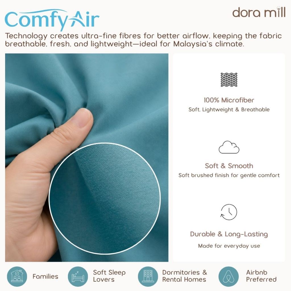 DORAMILL ComfyAir Plain Colour Duvet Cover ONLY #BNP