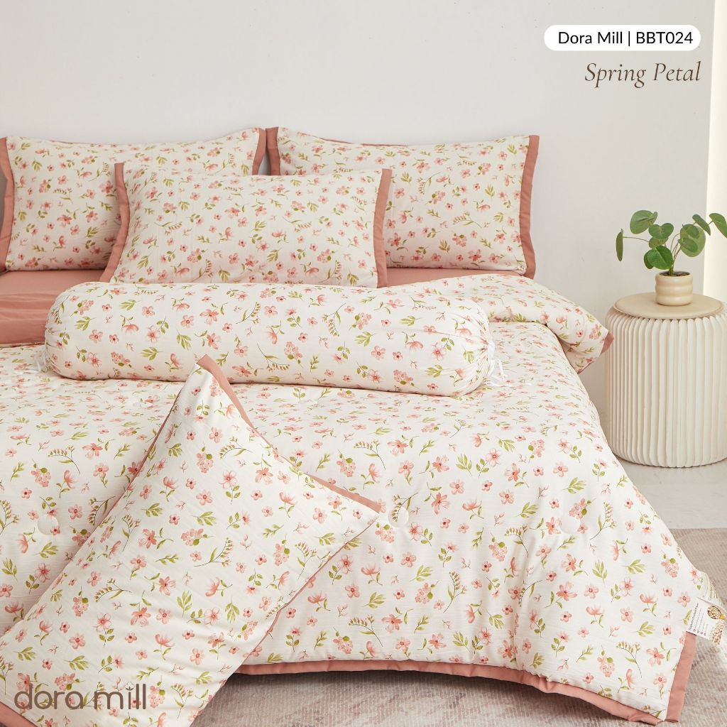 DORAMILL Premium AirWeave Washed Cotton Linen Feel  3in1Single/5in1 Queen King Comforter Bedsheet Set SoyBean Fiber #BBT