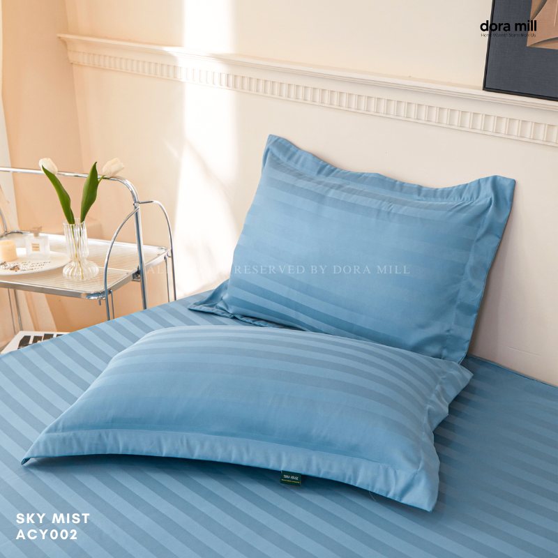 Sarung Bantal Koleksi Hotel Dora Mill 3cm Stripe – Linen Kapas dengan Kemasan Satin Kristal #ACY