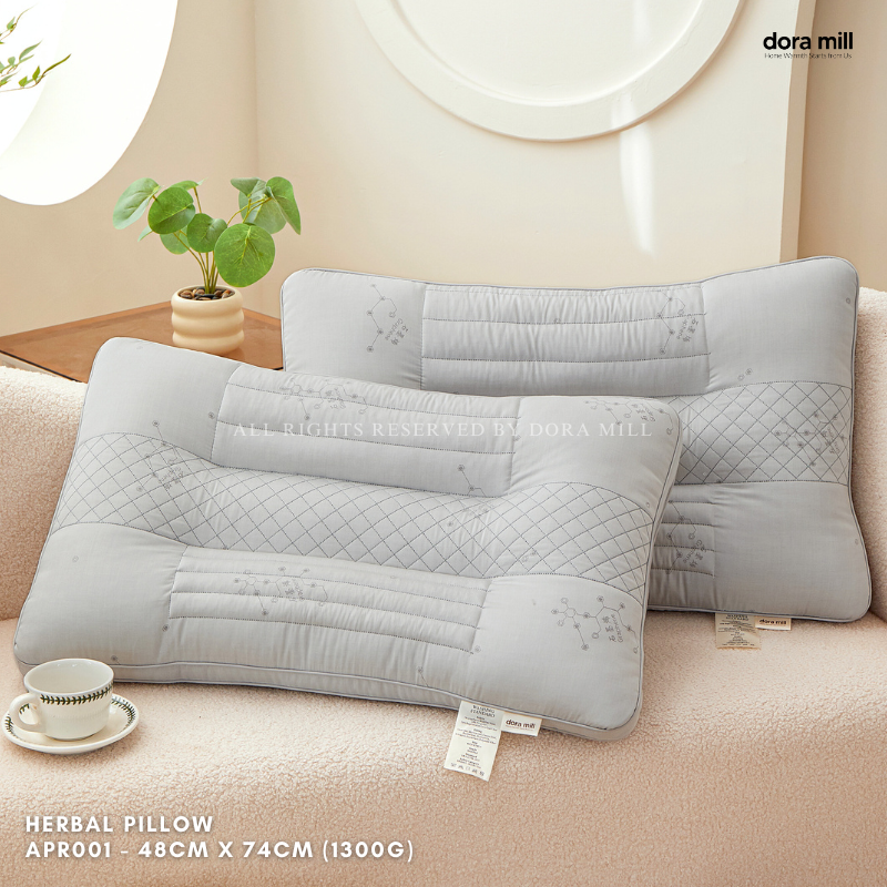 Dora Mill Lavender & Wormwood Natural Herbal Pillow – Relaxing Sleep Support with Graphene Fabric Pillow 1300G #APR