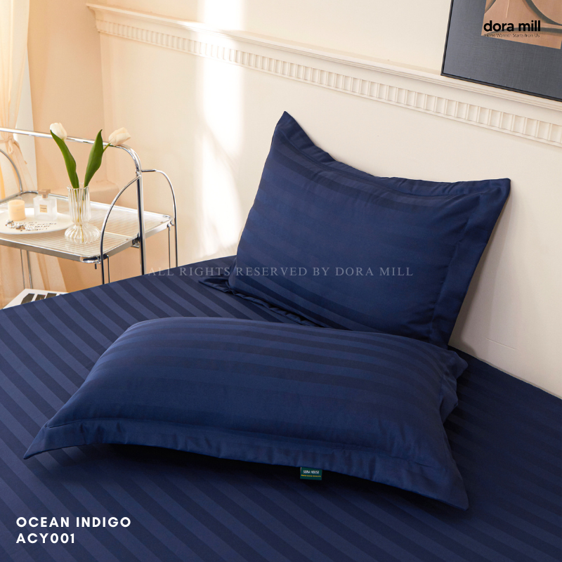 Sarung Bantal Koleksi Hotel Dora Mill 3cm Stripe – Linen Kapas dengan Kemasan Satin Kristal #ACY