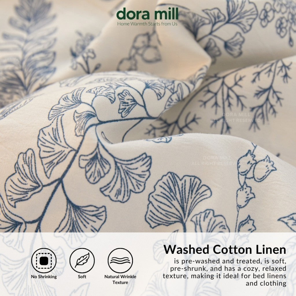 DORAMILL Wash Cotton Linen Ins Style Fitted Bedsheet #DAS