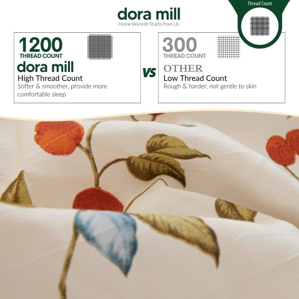 DORAMILL Wash Cotton Linen Ins Style Comforter Fitted Bedsheet Set #DAT