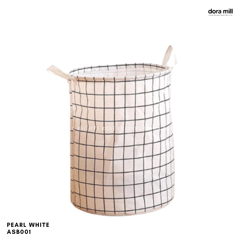 Dora Mill Waterproof  Foldable Laundry Basket / Storage Bag – Linen Cotton Home Organizer Basket #ASB
