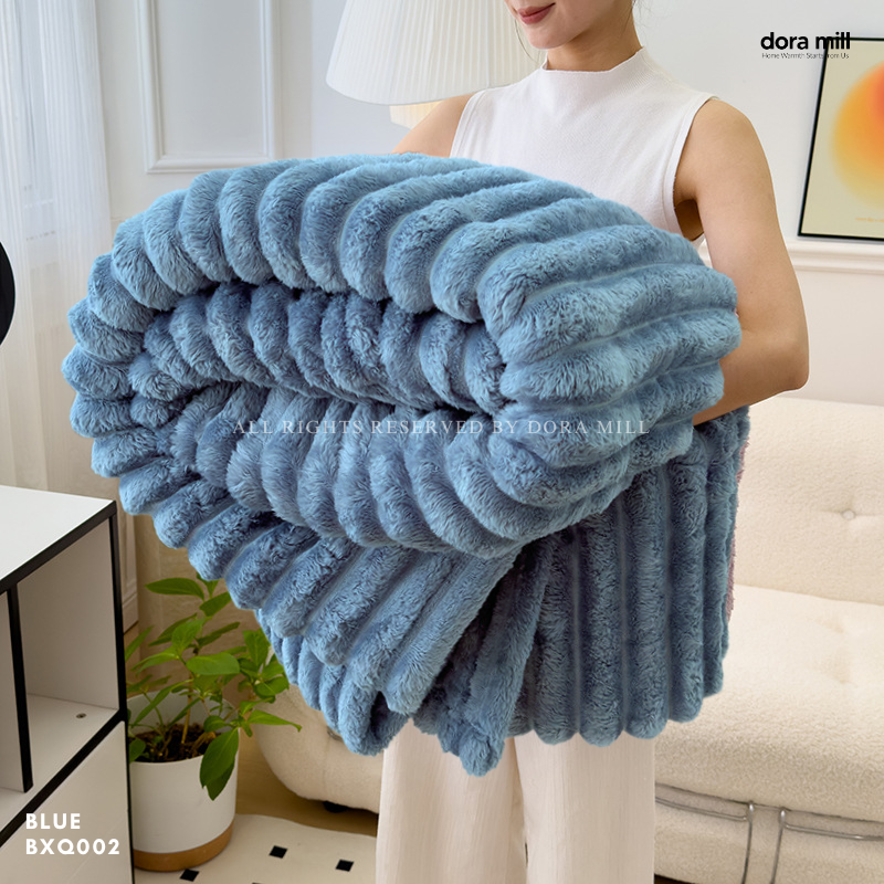 Dora Mill Imitation Rabbit Fur Fabric Blanket / Travel /Sofa Blanket #BXQ