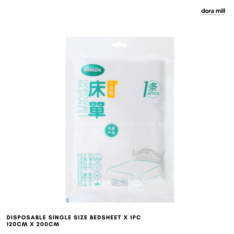 Set Peralatan Tempat Tidur &amp; Tuala Perjalanan Pakai Dora Mill Fabrik Bukan Tenunan – Cadar/Sarung Bantal/Tuala Mandi/Tuala Muka/Sarung Tempat Duduk Tandas #BTA