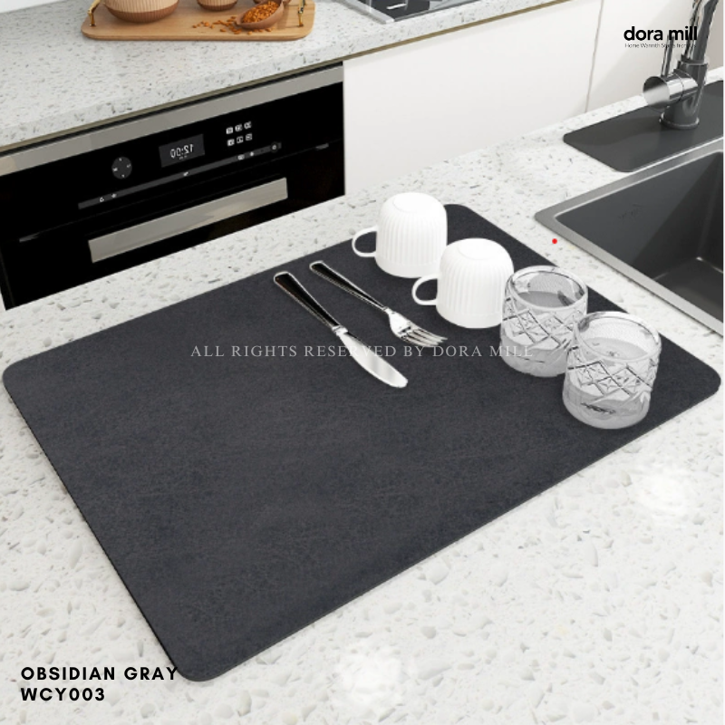 Dora Mill Non Slip Kitchen Diatom Mud Dish Drying Mat – Kitchen Countertop/Table Use #WCY